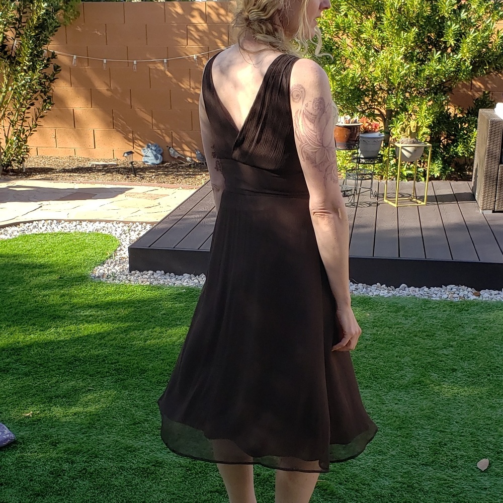 Chiffon Bridesmaid dress dark brown, size 6,aline